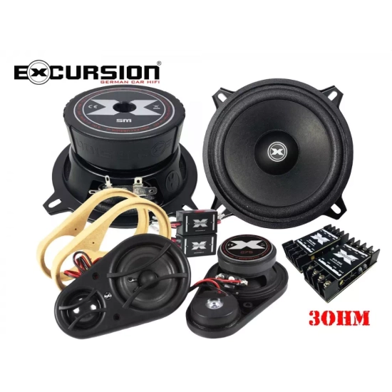 Excursion SHX-5.3C 3-drożny zestaw głośnikowy: 2 woofery 130mm, średnio-wysokotonowa sekcja SX-SAT, 4 zwrotnice - 3ohm, 75/200W, 91dB, 55-20000Hz, głę